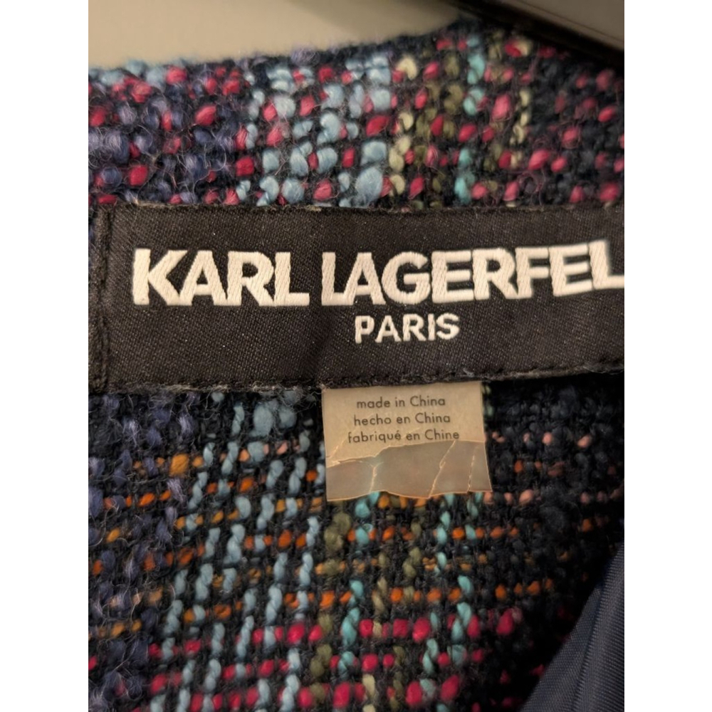 Women's KARL LAGERFELD PARIS Plaid Tweed Dress in Blue and Purple - Picture 6 of 15